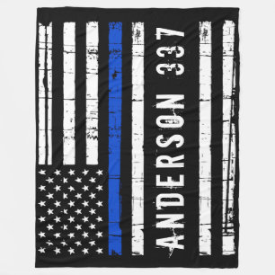 Thin Blue Line Personalized Police Flag Fleece Blanket
