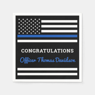 Thin Blue Line Personalized Police Graduation Napkin