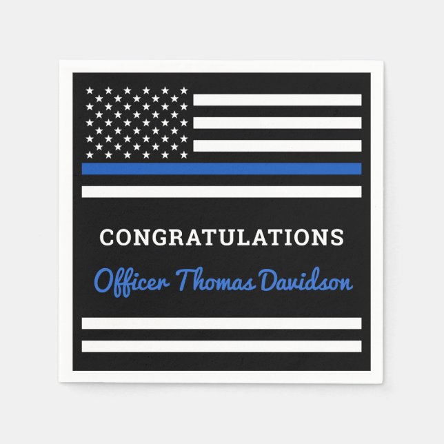 Thin Blue Line Personalized Police Graduation Napkin (Front)