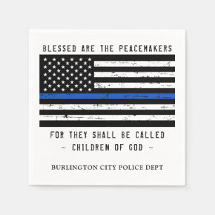 Thin Blue Line Personalized Police Law Enforcement Napkin