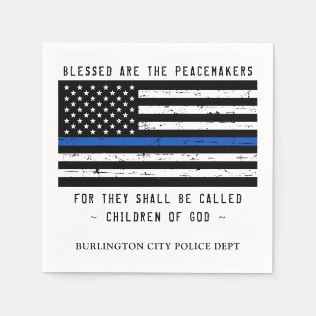 Thin Blue Line Personalized Police Law Enforcement Napkin (Front)