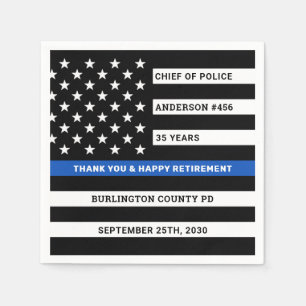 Thin Blue Line Personalized Police Retirement Napkin