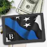 Thin Blue Line Personalized Police Trifold Wallet<br><div class="desc">Thin Blue Line Wallet - American flag in Police Flag colours, distressed design . Personalize with police officer name. This personalized police wallet is perfect for police and law enforcement families and all those who support them. A wonderful police retirement or law enforcement graduation gift. COPYRIGHT © 2020 Judy Burrows,...</div>