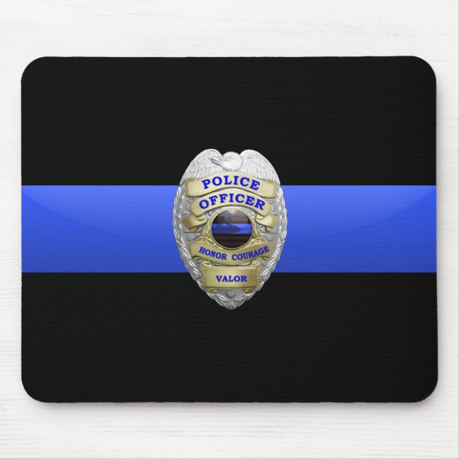 Thin Blue Line Police Badge Mouse Pad (Front)