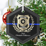 Thin Blue Line Police Badge Personalized Ornament<br><div class="desc">Police officer's keepsake ornament. Perfect for birthdays,  promotions,  graduation or retirement.</div>