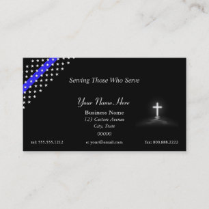 Thin Blue Line Police Chaplain Cross Business Card