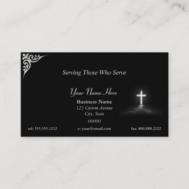 Thin Blue Line Police Chaplain Cross Business Card (Front)