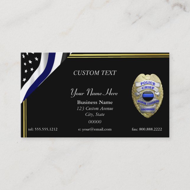 Thin Blue Line Police Chief Business Card (Front)
