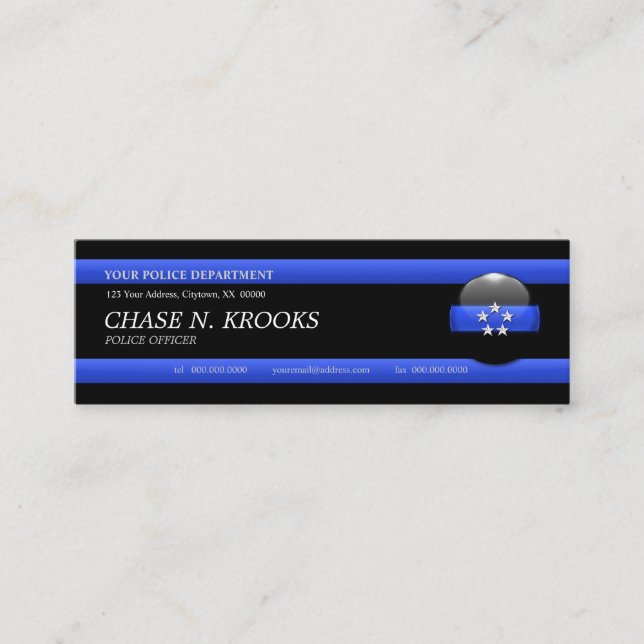 Thin Blue Line Police Chief Custom Business Card (Front)