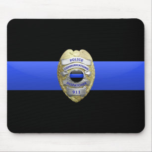 Thin Blue Line Police Dispatcher Badge Mouse Pad