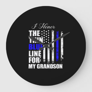 Thin Blue Line Police Flag Back The Blue Large Clock