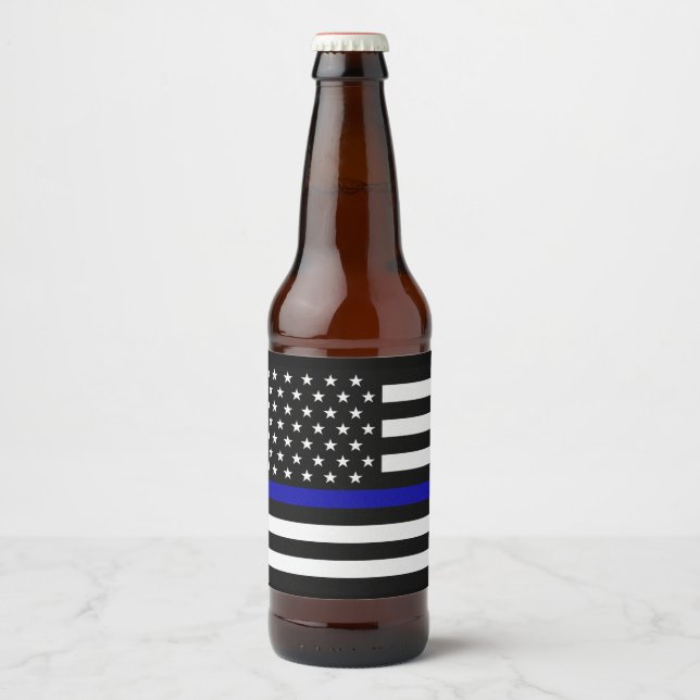Thin Blue Line Police Flag Beer Bottle Label (Front)