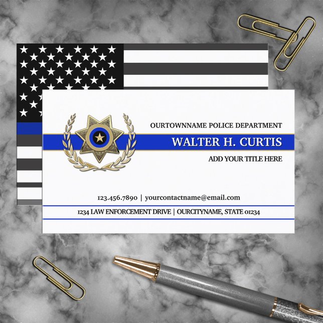 Thin Blue Line Police Flag Custom Business Card (Creator Uploaded)