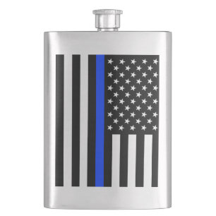 Thin Blue Line Police Flag Hip Flask