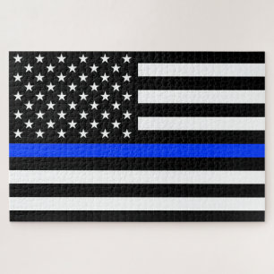 Thin Blue Line Police Flag Jigsaw Puzzle