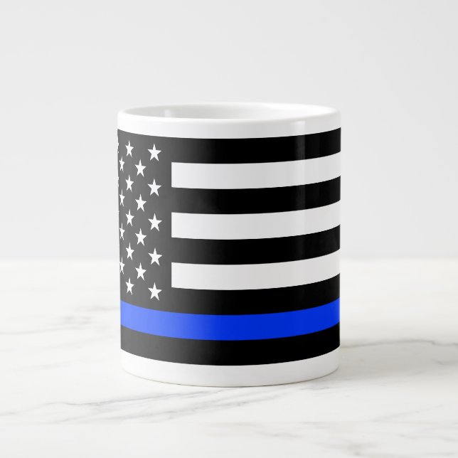 Thin Blue Line Police Flag Large Coffee Mug (Front)