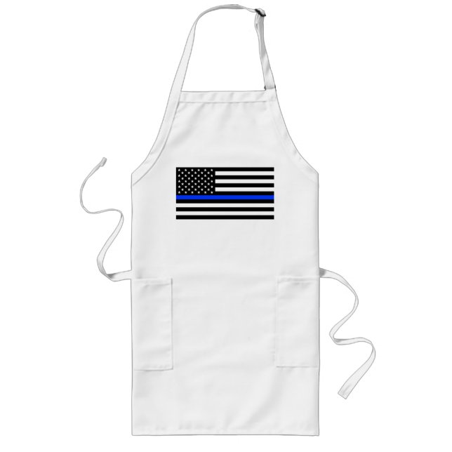 Thin Blue Line Police Flag Long Apron (Front)