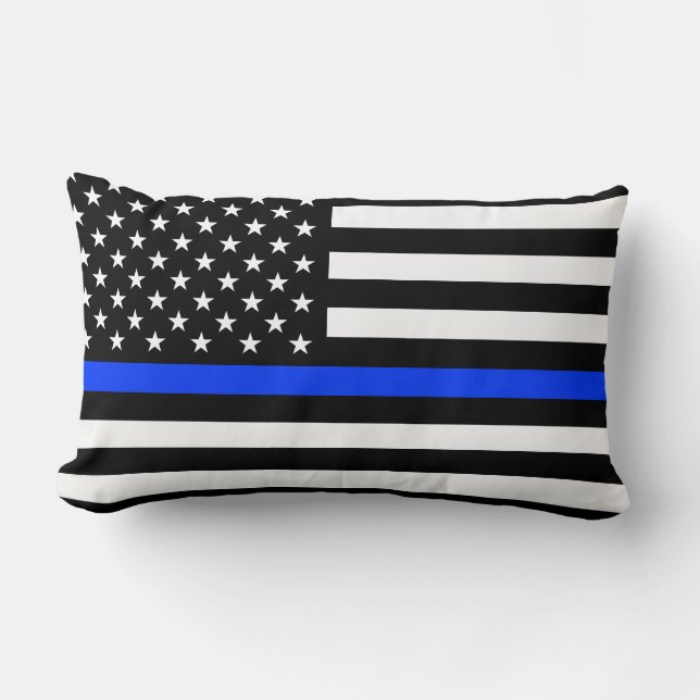 Thin Blue Line Police Flag Lumbar Pillow (Front)