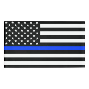 Thin Blue Line Police Flag Name Tag