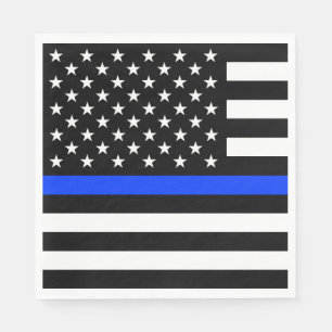 Thin Blue Line Police Flag Napkin