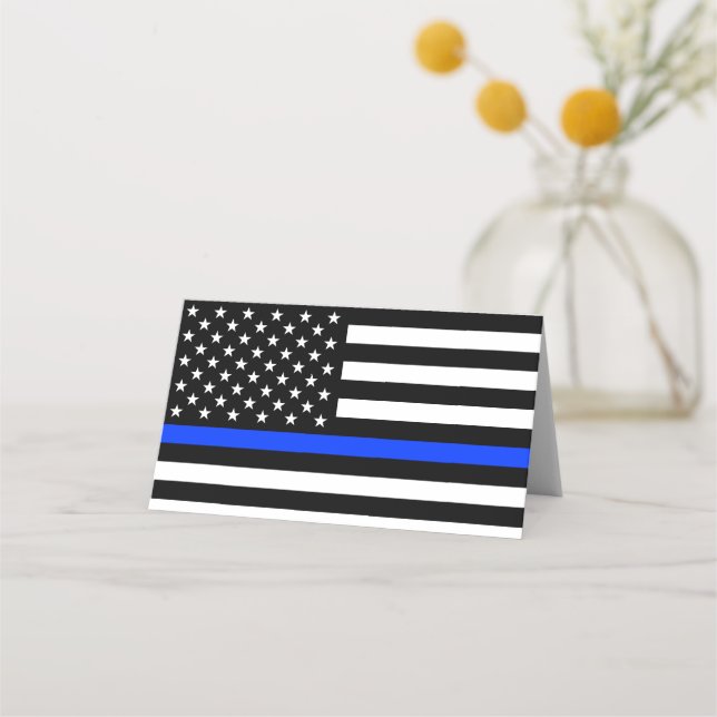Thin Blue Line Police Flag Place Card (Front)
