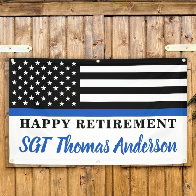 Thin Blue Line Police Happy Retirement Party Banner (Creator Uploaded)