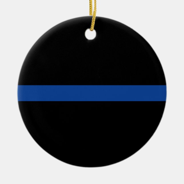 Thin Blue Line Police Law Enforcement Gift Ceramic Ornament (Front)