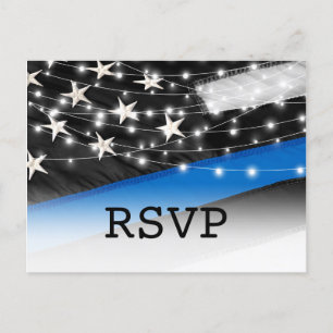 Thin Blue Line Police Law Enforcement RSVP Invitation Postcard