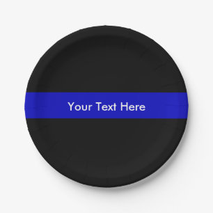Thin Blue Line police Law Support Paper Plate