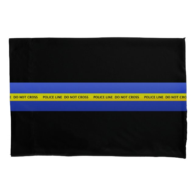 Thin Blue Line Police Line Crime Scene Tape Pillow Pillowcase (Front)