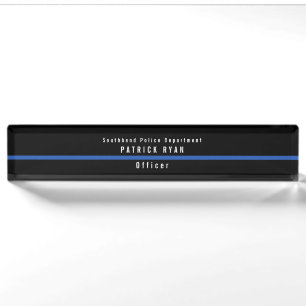 Thin Blue Line Police Modern Monogram Nameplate