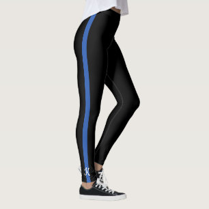 Thin Blue Line Police Monogram Initial Leggings