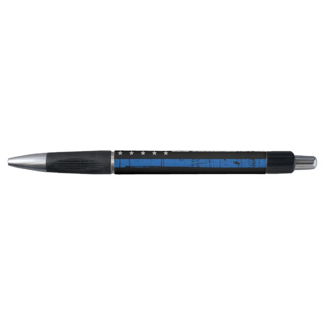 Thin Blue Line - Police Officer - American Flag Pen (Front)