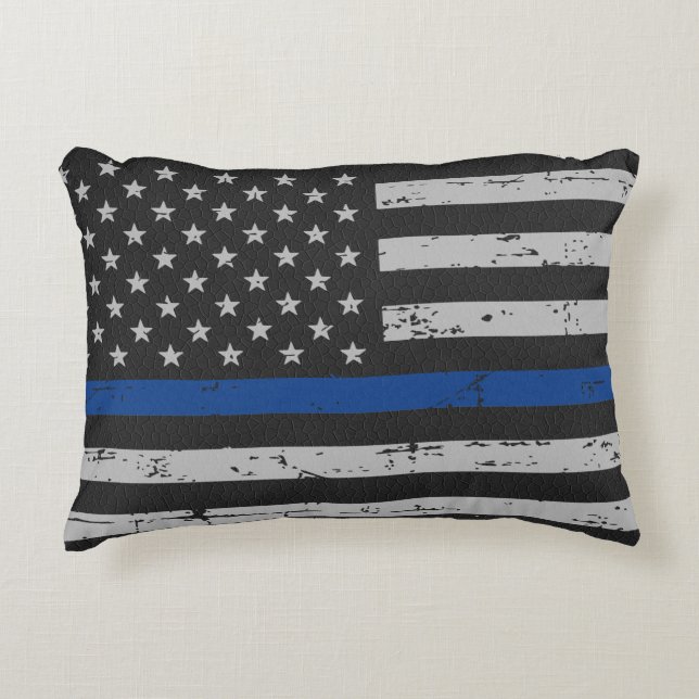Thin Blue Line - Police Officer - Law Enforcement Accent Pillow (Front)