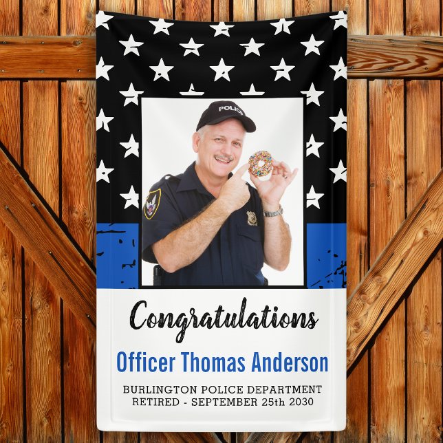 Thin Blue Line Police Officer Retirement Party Banner (Creator Uploaded)