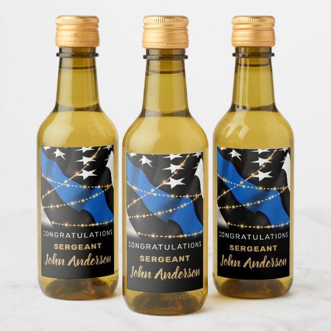 Thin Blue Line Police Officer Retirement Wine Label (Bottles)