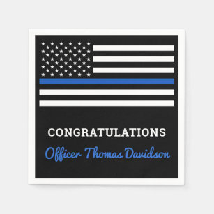 Thin Blue Line Police Party Congratulations Napkin
