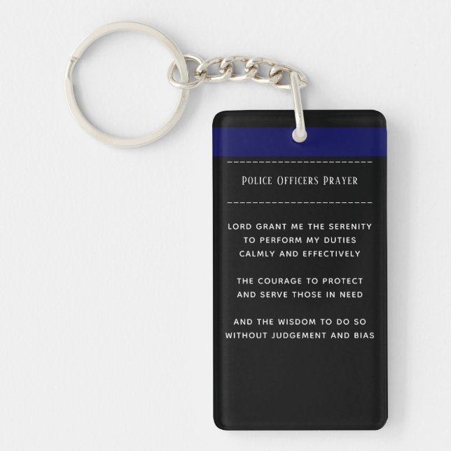 Thin Blue Line Police PRAYER US Law Enforcement Keychain (Front)