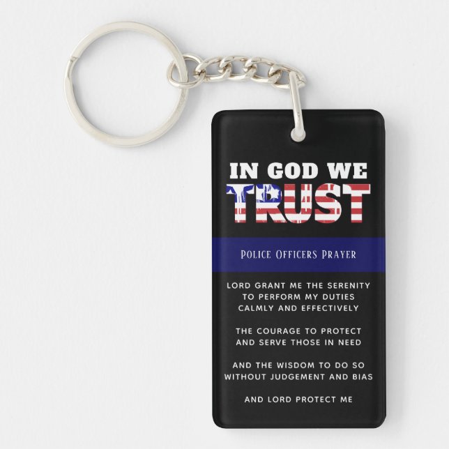 Thin Blue Line Police PRAYER US Law Enforcement Keychain (Front)
