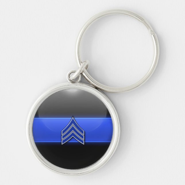 Thin Blue Line Police Rank Keychain (Front)