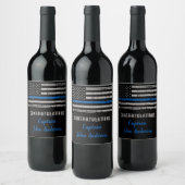 Thin Blue Line Police Retirement Congratulations  Wine Label (Bottles)