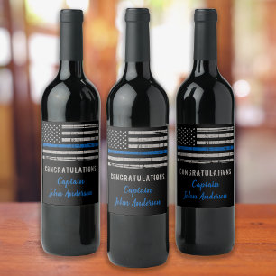 Thin Blue Line Police Retirement Congratulations Wine Label