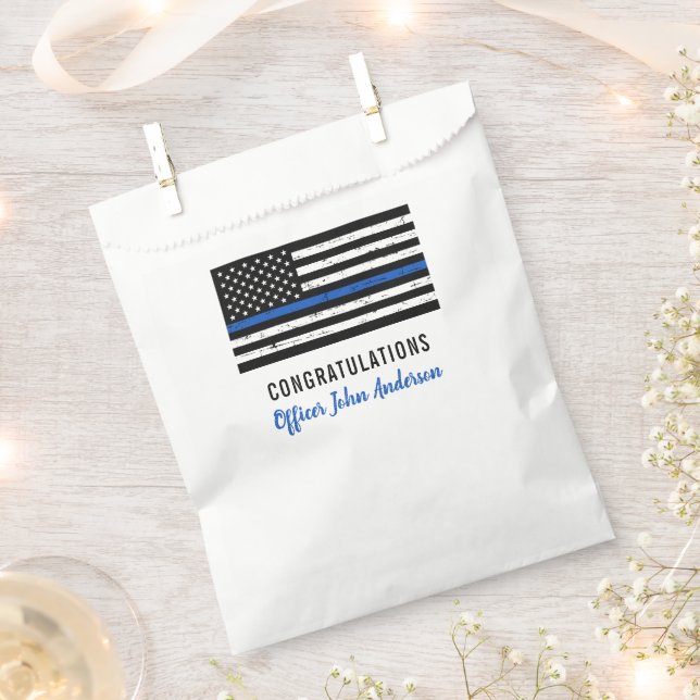 Thin Blue Line Police Retirement Law Enforcement Favour Bag (Clipped)