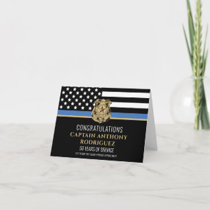 Thin Blue Line Police Retirement Law Enforcement Thank You Card