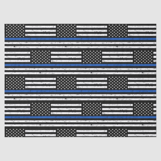 Thin Blue Line Police Retirement Law Enforcement Tissue Paper (Front)