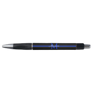 Thin Blue Line Police Retirement Party Monogram Pen