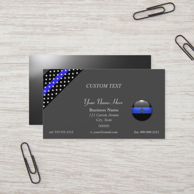 Thin Blue Line Police Sergeant Business Card (Front/Back In Situ)
