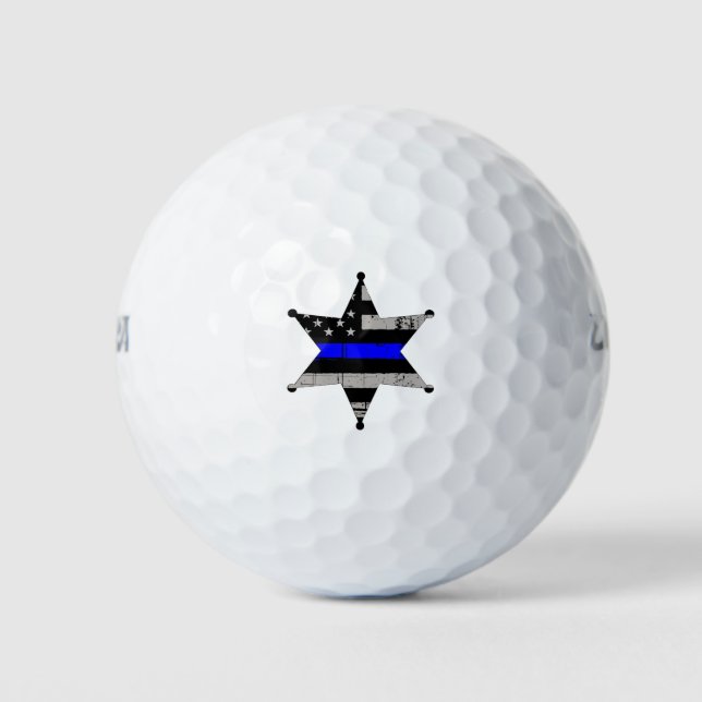 Thin Blue Line Police Sheriffs Badge Golf Balls (Front)