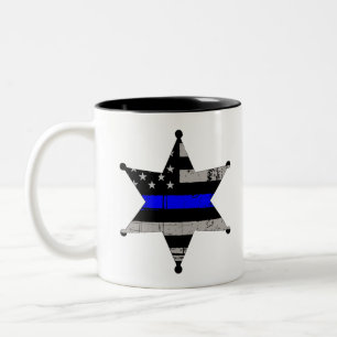 Thin Blue Line Police Sheriffs Badge Two-Tone Coffee Mug