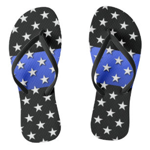 Thin Blue Line Police Stars and Stripes Flip Flops